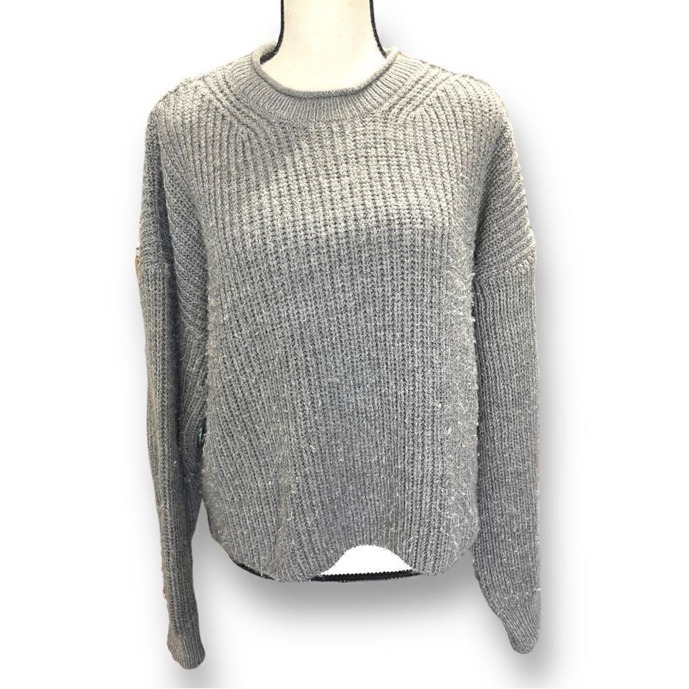 BDG by Urban Outfitters‎ Oversized Acrylic Polyester Crop Sweater, Gray, XL